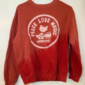 Woodstock Peace Love Music Red Sweatshirt